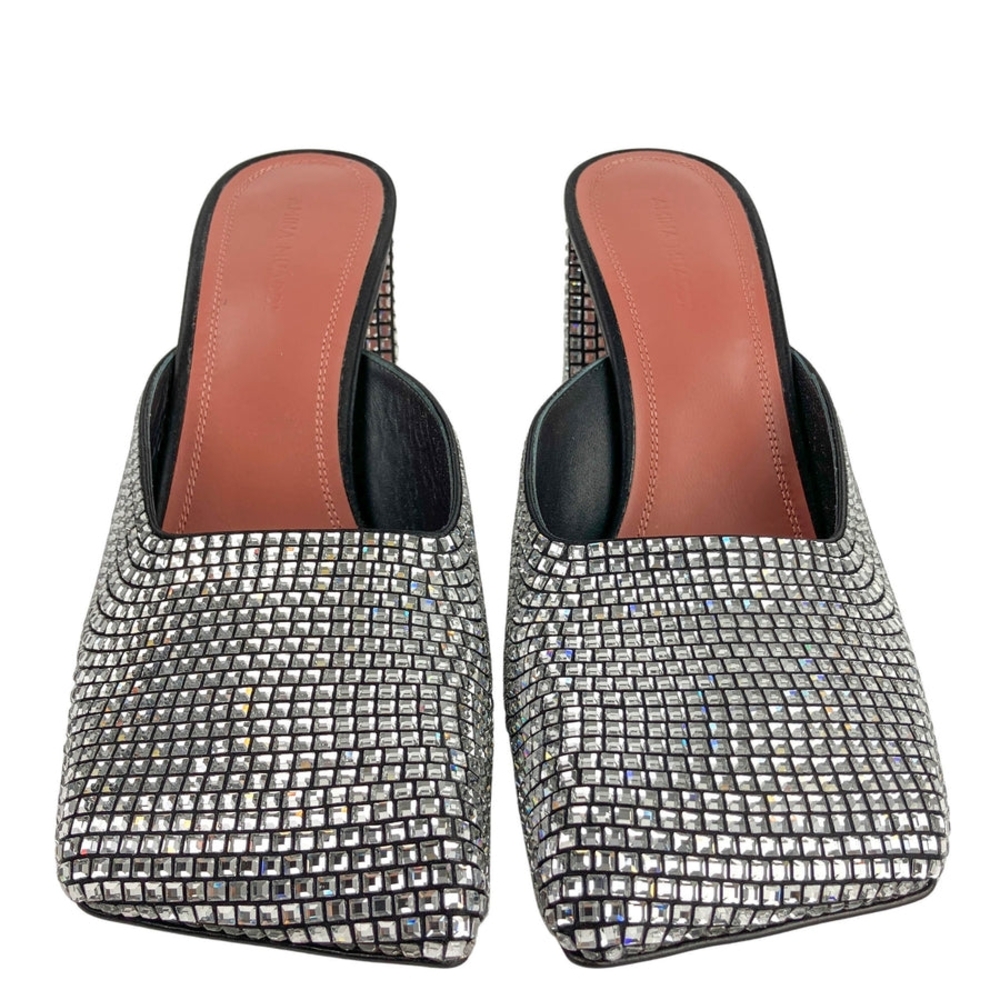 Amina Muaddi Charlotte Crystal Embellished Mules - Picture 3 of 6